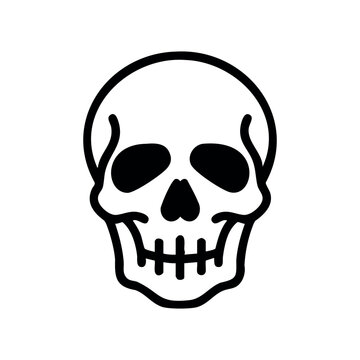 Simple black and white skull icon illustration