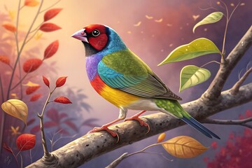 Obraz premium Graceful common greenfinch bird on branch
