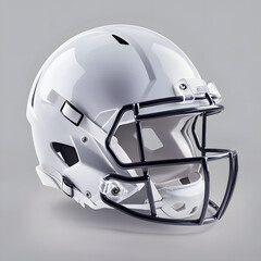 Fototapeta premium White Football Helmet with Black Facemask on Gray Background