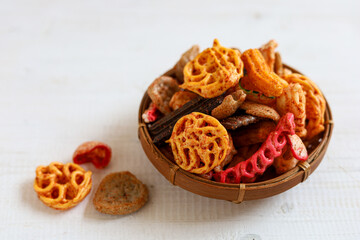 Kerupuk seblak. Spicy flavored crackers, originated from Indonesia. 