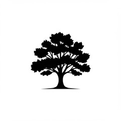 Robust and stylized black silhouette of a thriving tree, perfect for logo design, symbolizing nature, growth, and sustainability with a timeless aesthetic.