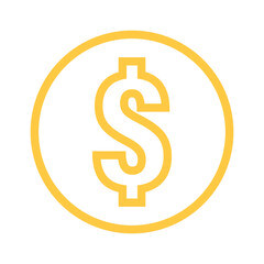Obraz premium Gold dollar coin flat icon, symbolizing wealth and profit. Dollar coin represents saving and investment. Dollar coin is perfect for finance and business design projects