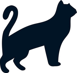 Minimalist cat silhouette vector illustration, ideal for branding, t-shirts, and pet adoption campaigns.