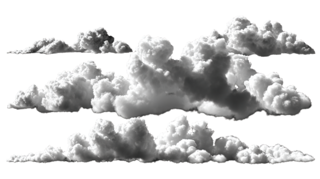 Cloudscape Drama: A collection of photorealistic clouds, capturing the majestic beauty of nature's art gallery, presenting different cloud formations, from towering cumulus to delicate cirrus.