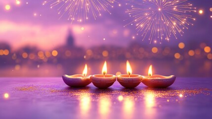 Banner design for diwali festival and podium,Diwali light decoration candle with fireworks,Stage,Product display Showcase design sparkle background,Deepavali,Dipavali,3D podium illustration.