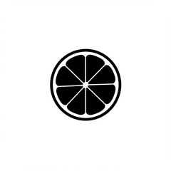 Simple Black and White Citrus Fruit Slice Icon