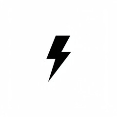 Simple flat design of a lightning bolt icon. Black electric thunder symbol representing power, energy, and speed. Isolated vector graphic for web and apps.