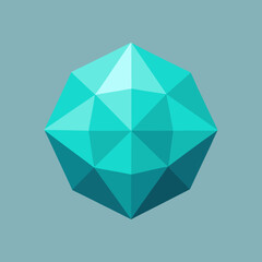 Geometric teal gemstone on a blue background