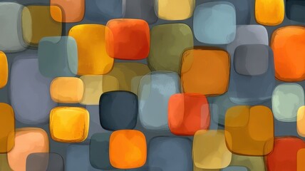 Rounded Translucent Squares in Blue and Orange &ndash; Soft UI Pattern