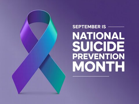 September is national suicide prevention month honoring the teal and purple awareness ribbon