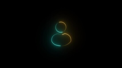 A icon Neon glowing user icon animation of black back round 4k video - Powered by Adobe