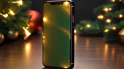 Christmas Smartphone Mockup with Glowing Frame and Decor
 - Powered by Adobe