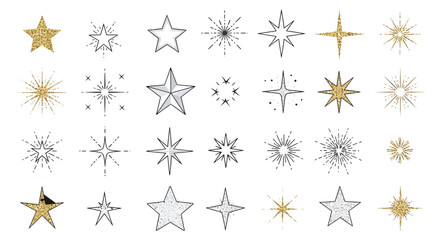 Sparkling starbursts and elegant star shapes, perfect for adding festive glamor to holiday projects