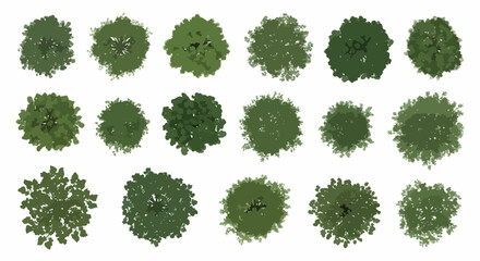 Elevate your architectural designs with these lush, vibrant tree top-down views for landscaping projects © Muflif