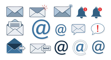 Stay connected with modern email and notification icons for web design, apps, and marketing campaigns