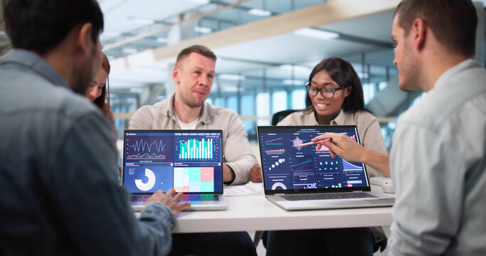 Multicultural Data Analyst Leading Virtual Meeting