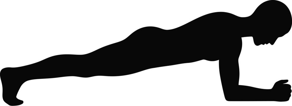 Silhouette of a man doing a plank exercise, , showcasing fitness, strength, and a healthy lifestyle through core workout and body balance