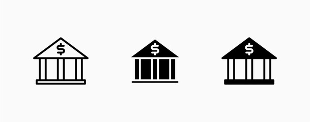Icon set bank bulding. Finance and business concept design. Ui button web and apps.