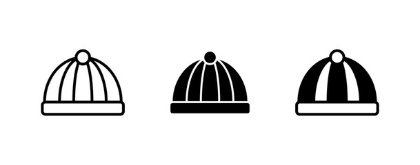 Icon set beanie hat. Celebration winter season xmas. Decorative ornament icon.