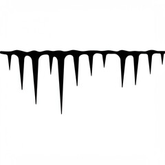 Silhouetted Icicles Hanging from the Edge, a Minimalist Black and White Winter Scene