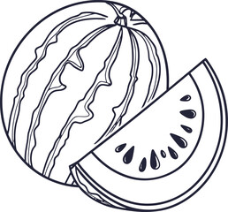 Vector illustration of fruit slices and marine life symbols for food icon design