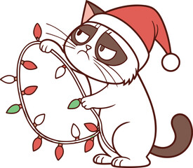 Cute and happy pets, a dog and cat, with a red heart and a red bow in a fun cartoon illustration