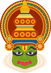 Onam Kathakali face vector illustration