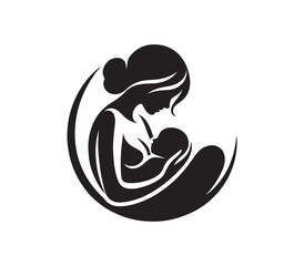 mother and baby love vector logo design