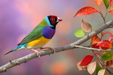 Graceful common greenfinch bird on branch