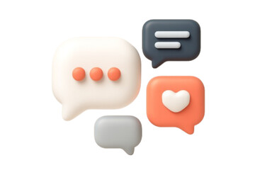 Colorful speech bubbles in various shapes and sizes for communication  