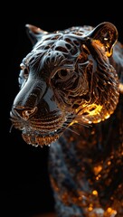 Ornate Metallic Tiger with Golden Accents
