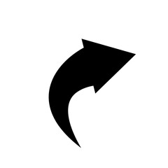 Black curved graph arrow on white