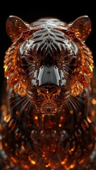 Ornate Metallic Tiger with Golden Accents