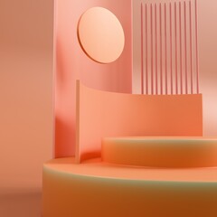 Minimalist Peach Product Display with Geometric Shapes