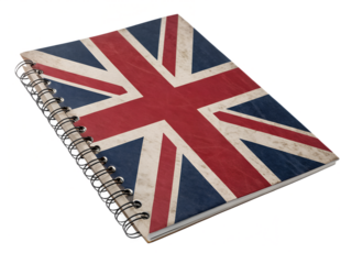 stylish spiral notebook with-british flag cover isolated on a Transparent Background
