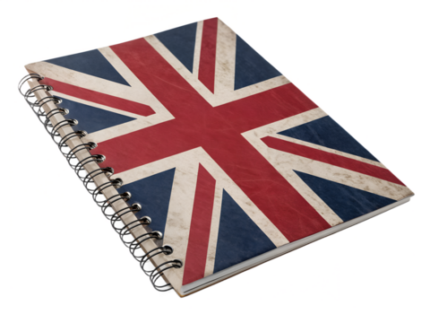 stylish spiral notebook with-british flag cover isolated on a Transparent Background
