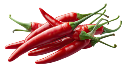Fiery Red Chili: A collection of vibrant red chilies with long, slender shapes, arranged close together, ready to spice up any dish. Capturing the essence of culinary and flavors.