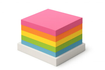 Multicolored adhesive notes stacked neatly, showcasing bright spectrum hues against clear surface for planning and brainstorming