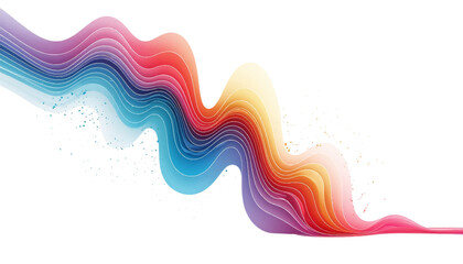 Abstract Rainbow Sound Waves on Transparent Background