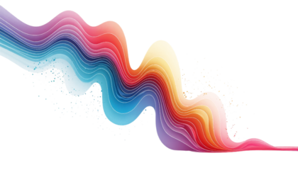 Abstract Rainbow Sound Waves on Transparent Background