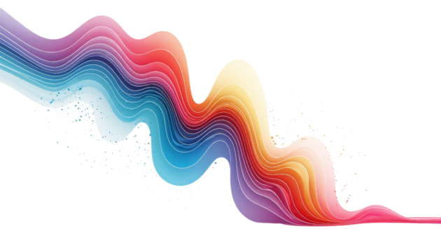 Abstract Rainbow Sound Waves on Transparent Background