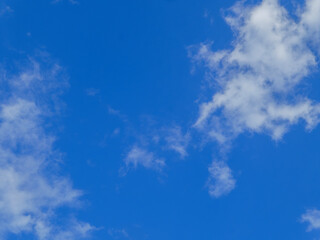 Bright blue sky with fluffy white clouds
