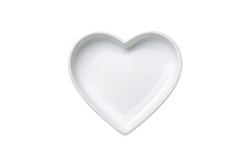 Fototapeta premium Empty white ceramic heart-shaped bowl with curved interior walls and clean minimalist design, isolated on a transparent background