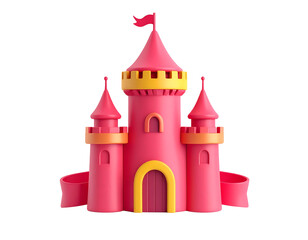 Pink Cartoon Castle 3D Render