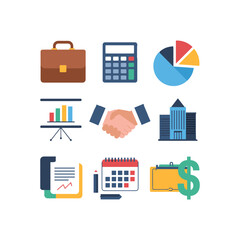 Business and finance icons for digital presentations and marketing