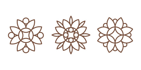 Geometric emblem for your project. Round flower elements for decor.