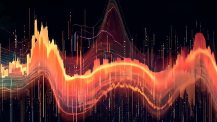 Dynamic visualization of financial data trends, abstract digital equalizer, audio wave - Powered by Adobe