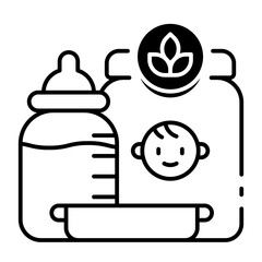 This Organic baby food icon is suitable for Organic Product, etc.