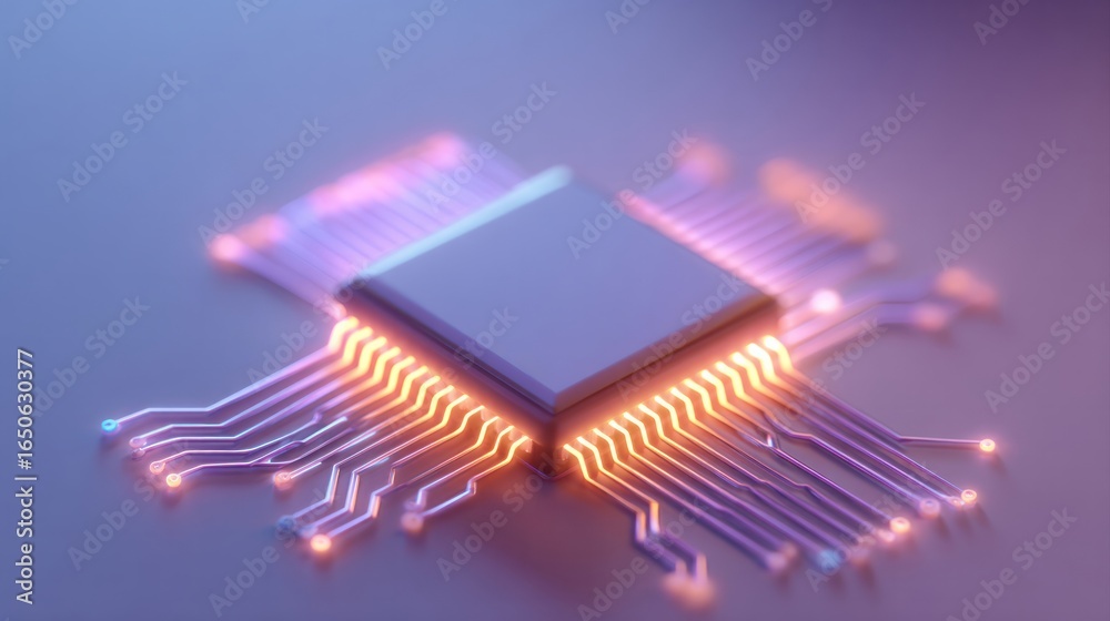 Wall mural innovative technology chip design digital space 3d rendering futuristic environment close-up view ar