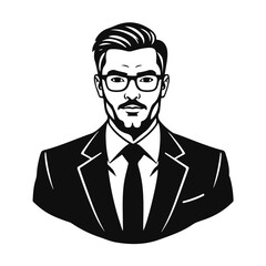 Man icon, businessman avatar vector, office worker icon, hipster face design, graphic male portrait, businessman avatar, bearded man, office worker, hipster face, male portrait